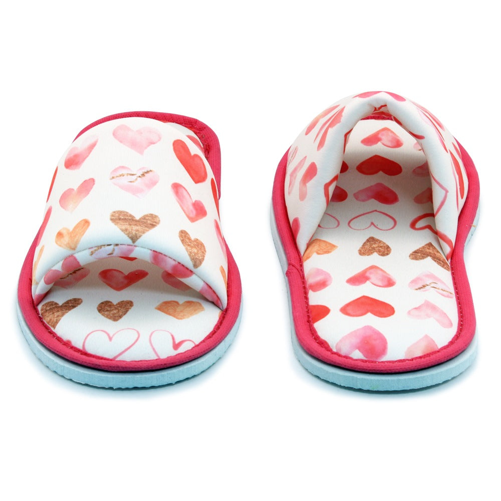 Chochili Women Heart Open Toe Home Slippers Kitchen Patio White and Red Love - supplyity