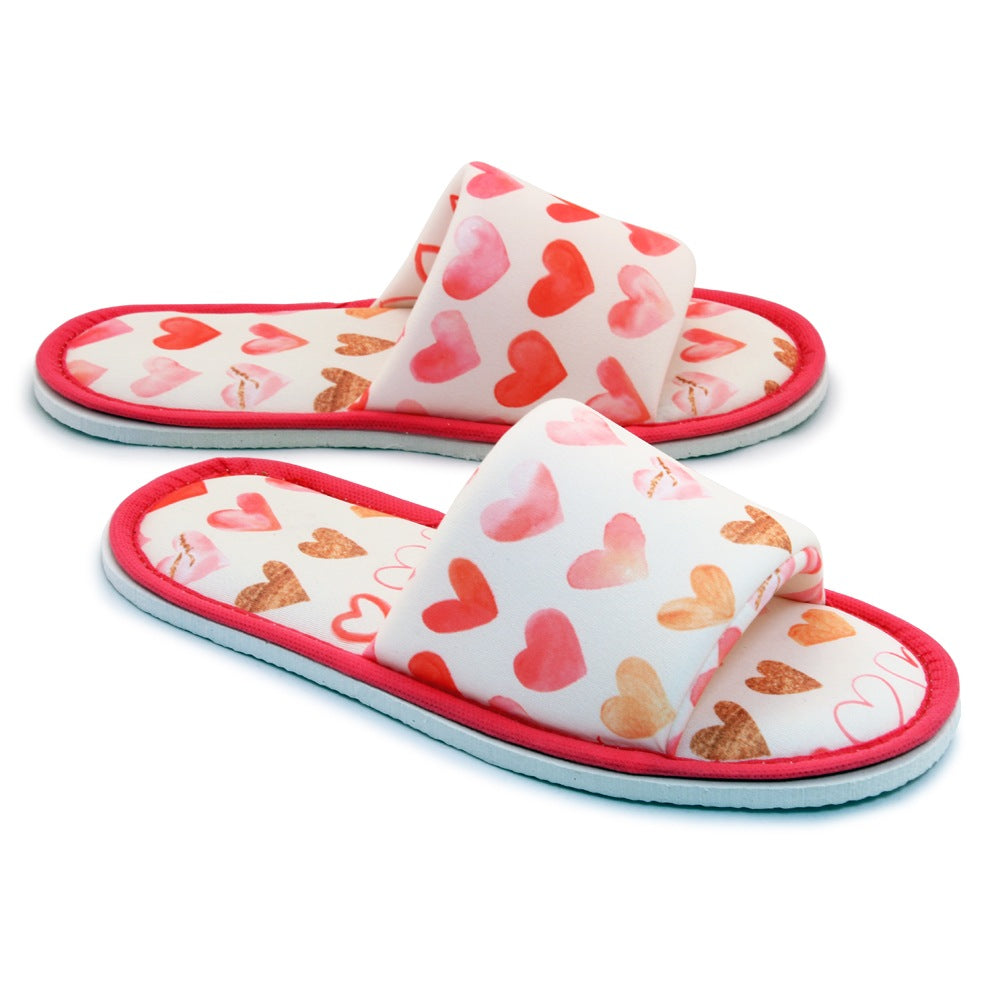 Chochili Women Heart Open Toe Home Slippers Kitchen Patio White and Red Love - supplyity