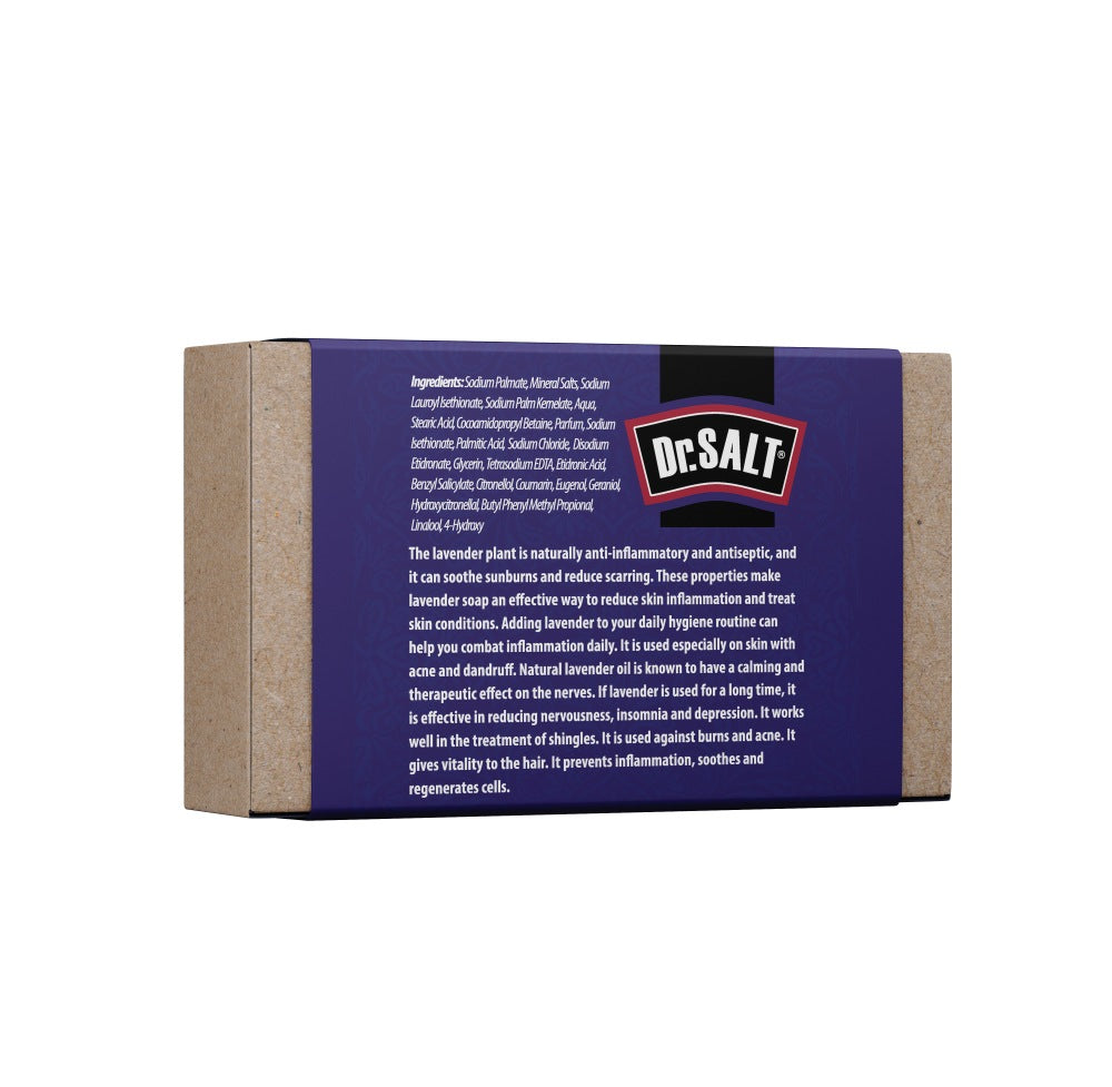 Dr Salt Rich Mineral Natural Levander Salt Soap (2 Bars) Calming Effect, Regenerate Cells, Sleep Help, Reduce Depression - supplyity