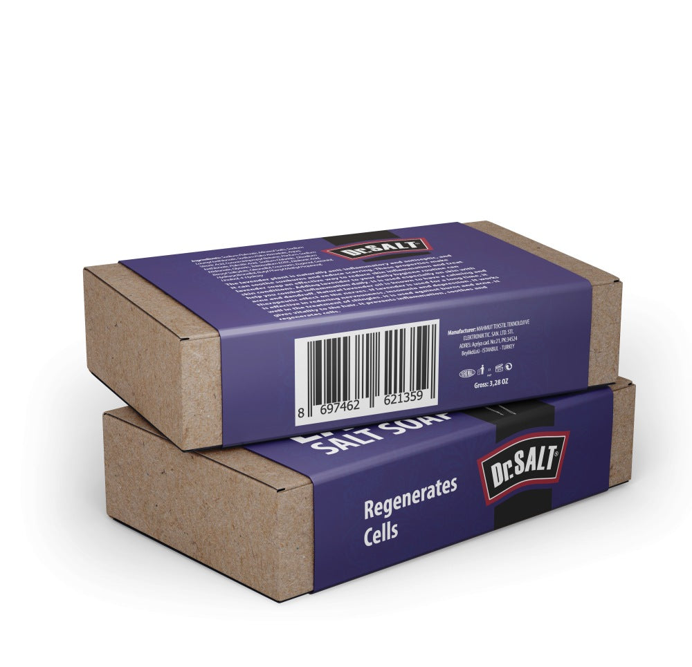 Dr Salt Rich Mineral Natural Levander Salt Soap (2 Bars) Calming Effect, Regenerate Cells, Sleep Help, Reduce Depression - supplyity