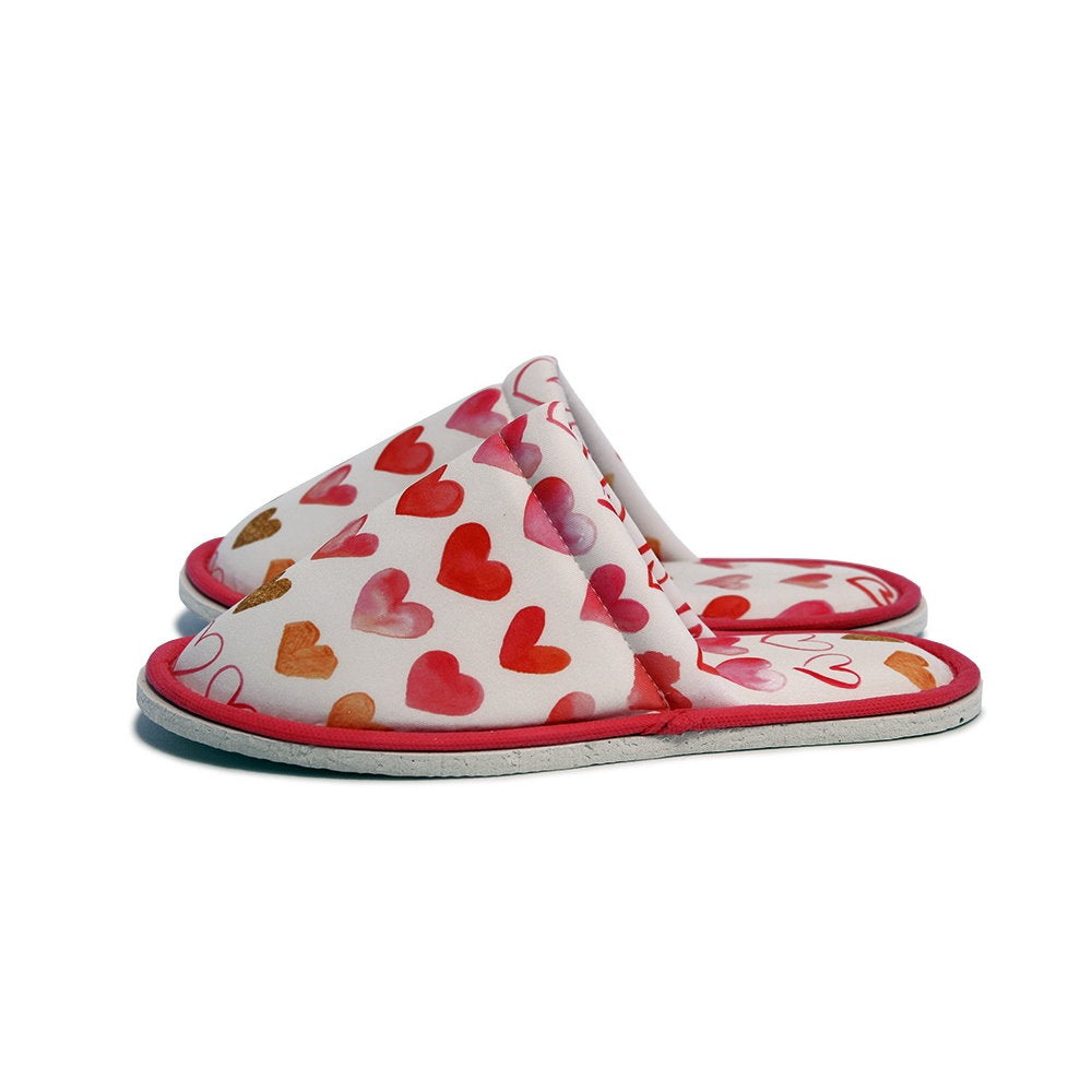 Chochili Women Heart Home Slippers White and Red Love Lightweight Silent Walk Size 7 to 8 - supplyity