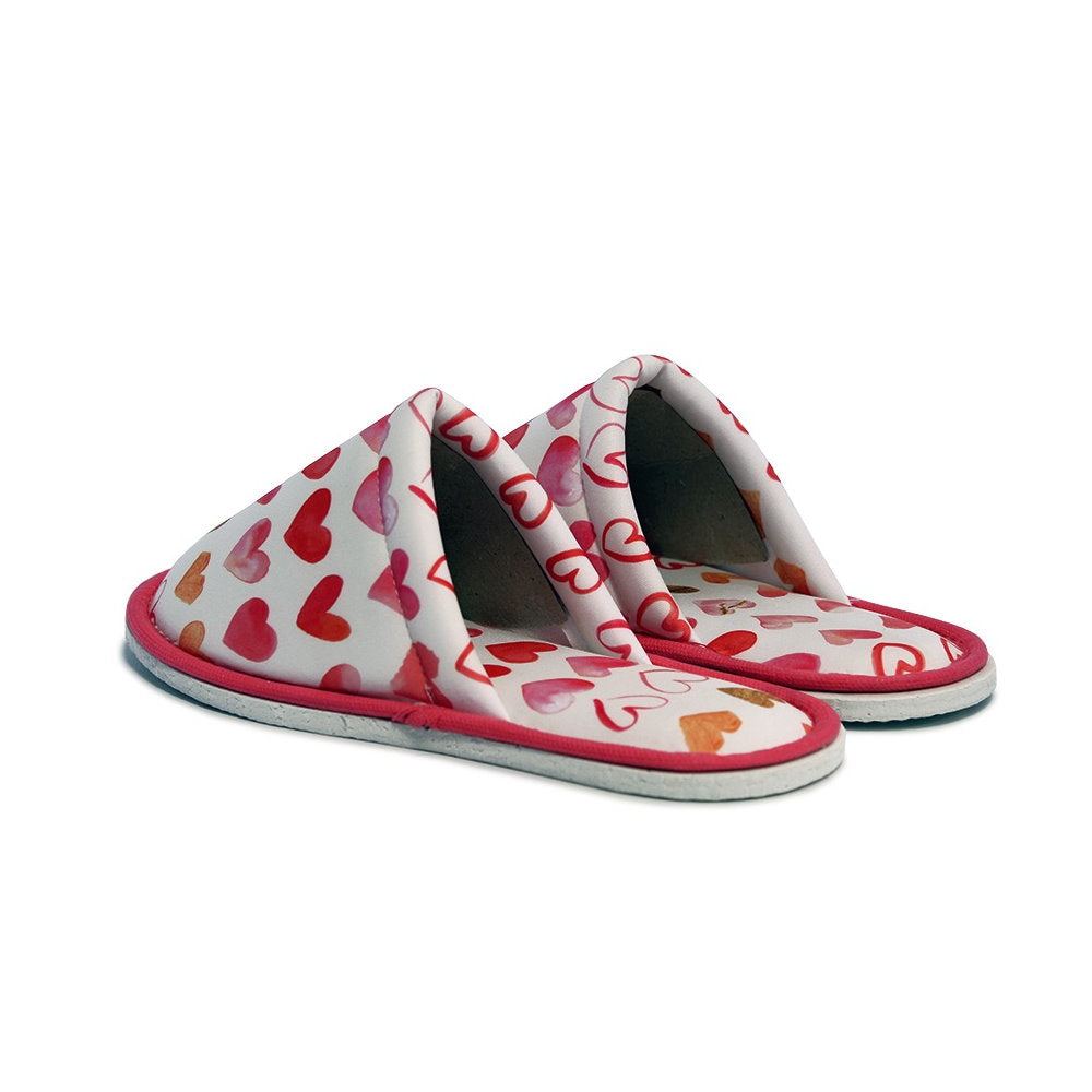 Chochili Women Heart Home Slippers White and Red Love Lightweight Silent Walk Size 7 to 8 - supplyity