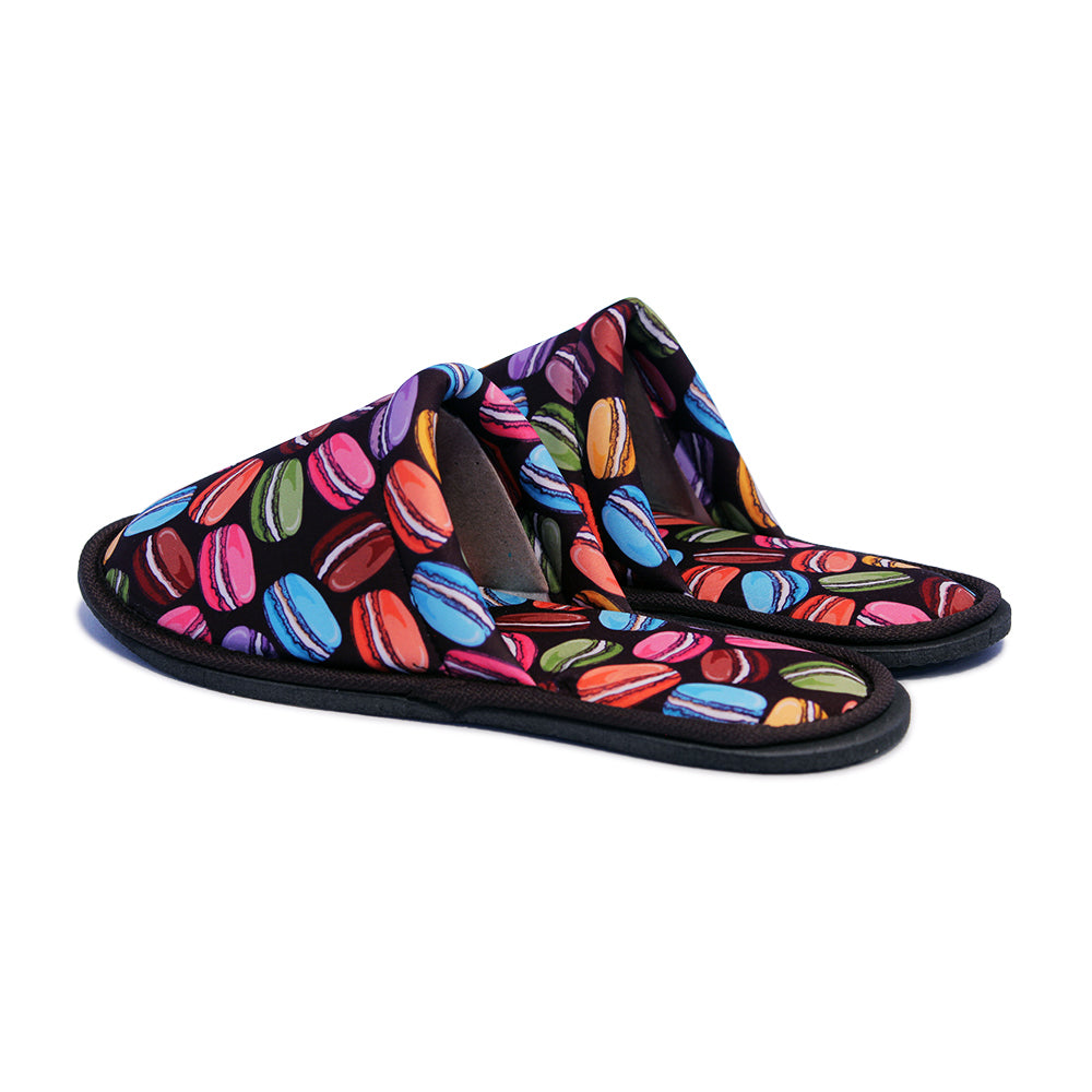 Chochili Women Macaron Home Slippers Black and Green Lightweight Silent Walk Size 7 to 8 - supplyity