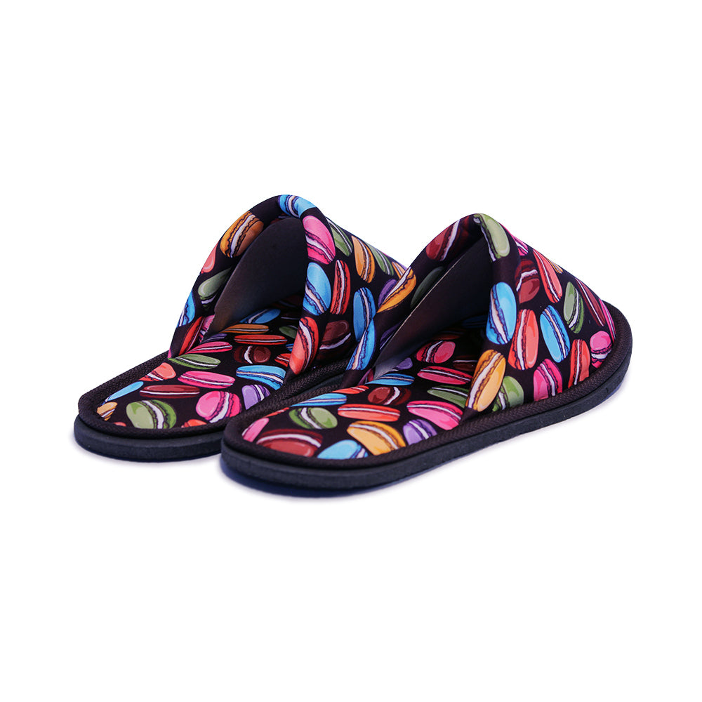Chochili Women Macaron Home Slippers Black and Green Lightweight Silent Walk Size 7 to 8 - supplyity