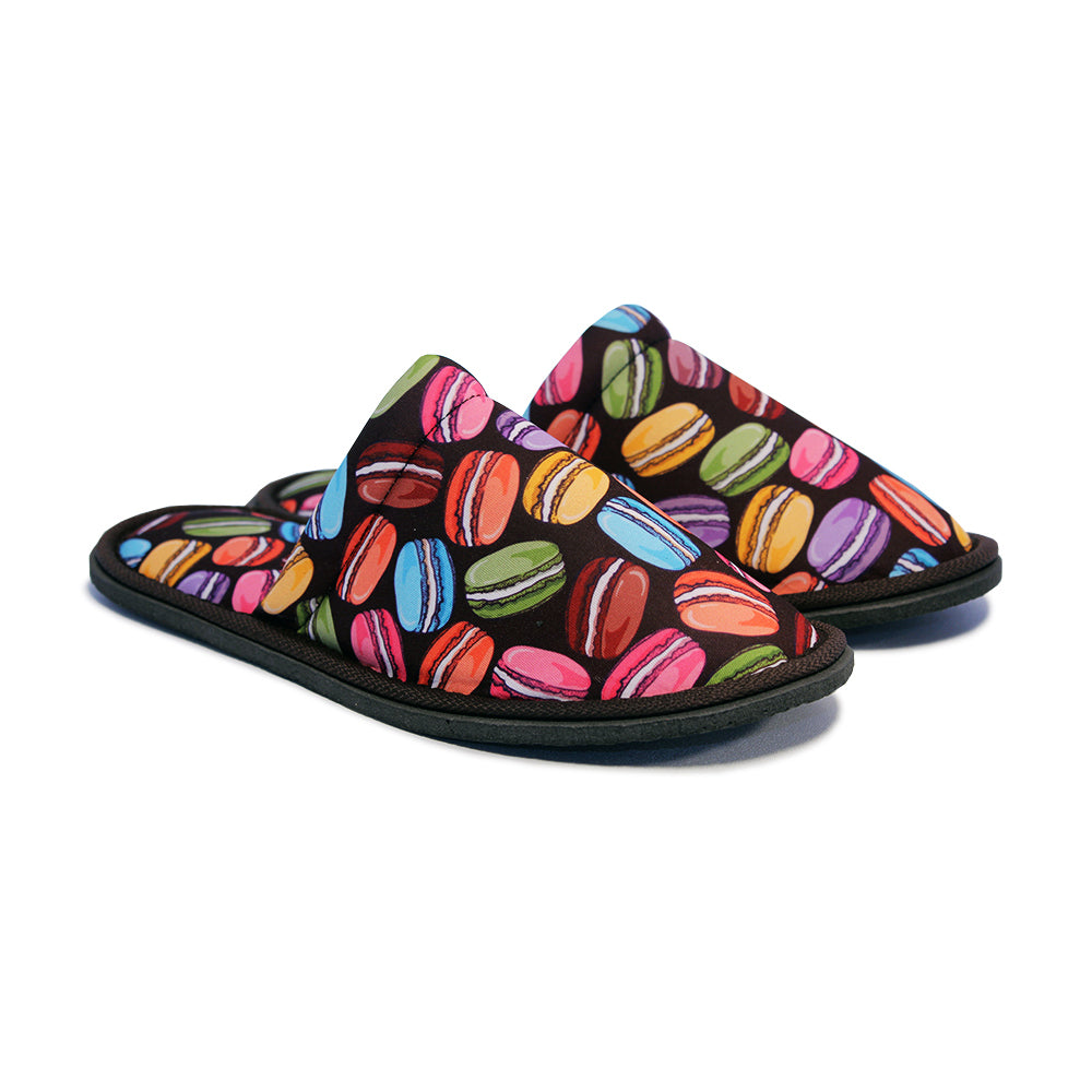 Chochili Women Macaron Home Slippers Black and Green Lightweight Silent Walk Size 7 to 8 - supplyity