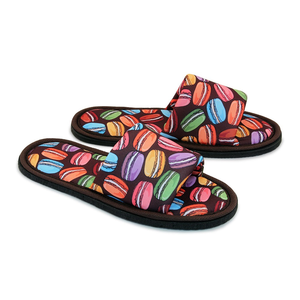 Chochili Women Macaron Open Toe Home Garage Kitchen Dorm Slippers Black and Green - supplyity