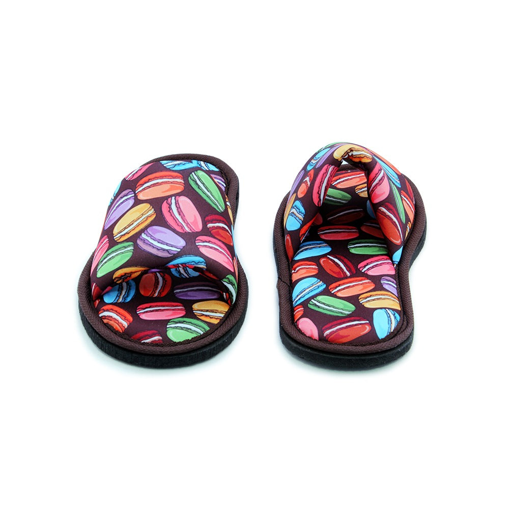 Chochili Women Macaron Open Toe Home Garage Kitchen Dorm Slippers Black and Green - supplyity