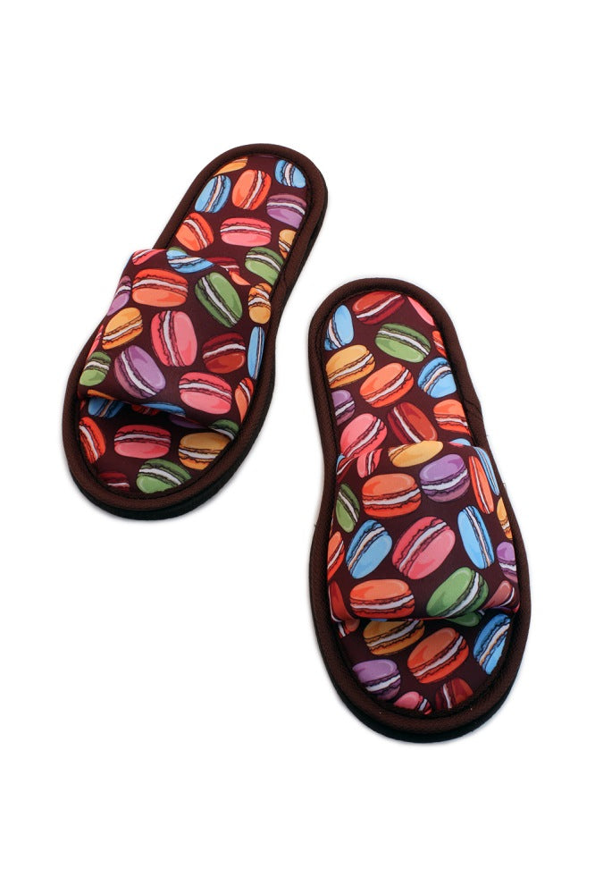Chochili Women Macaron Open Toe Home Garage Kitchen Dorm Slippers Black and Green - supplyity