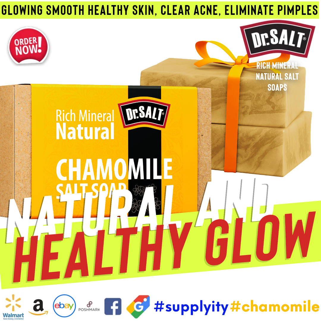 Dr Salt Rich Mineral Natural Chamomile Salt Soap (2 Bars) Glowing Smooth Healthy Skin, Clear Acne, Eliminate Pimples
