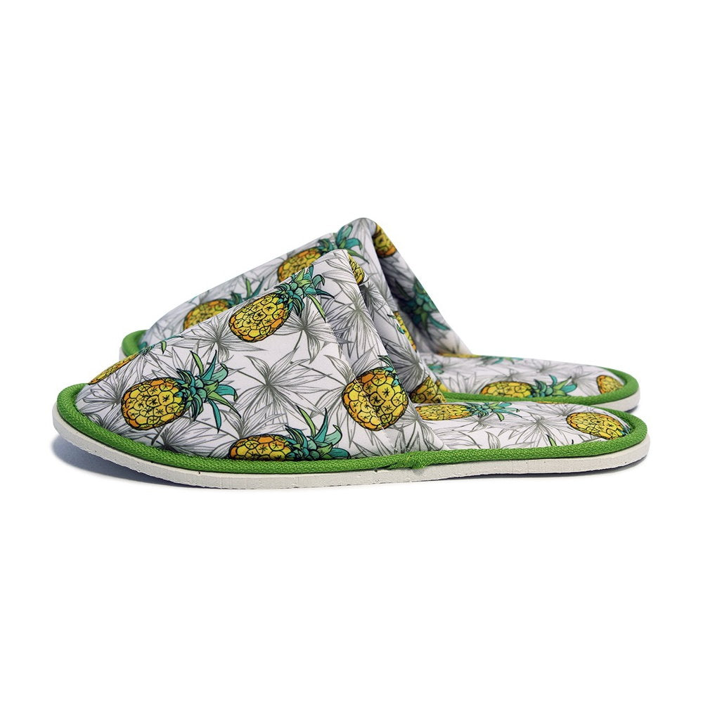 Chochili Men Pineapple Home Slippers Green and Yellow Lightweight Silent Walk Size 8 to 10 - supplyity
