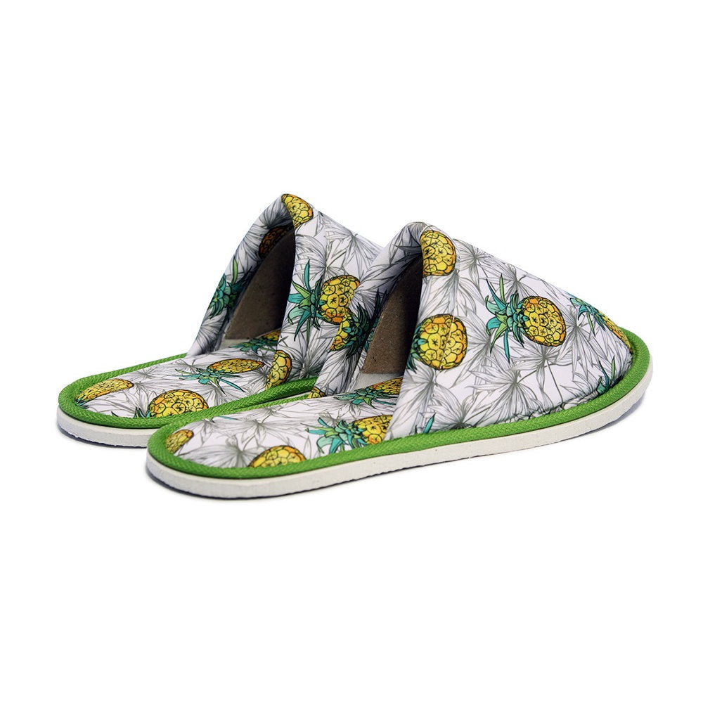 Chochili Men Pineapple Home Slippers Green and Yellow Lightweight Silent Walk Size 8 to 10 - supplyity