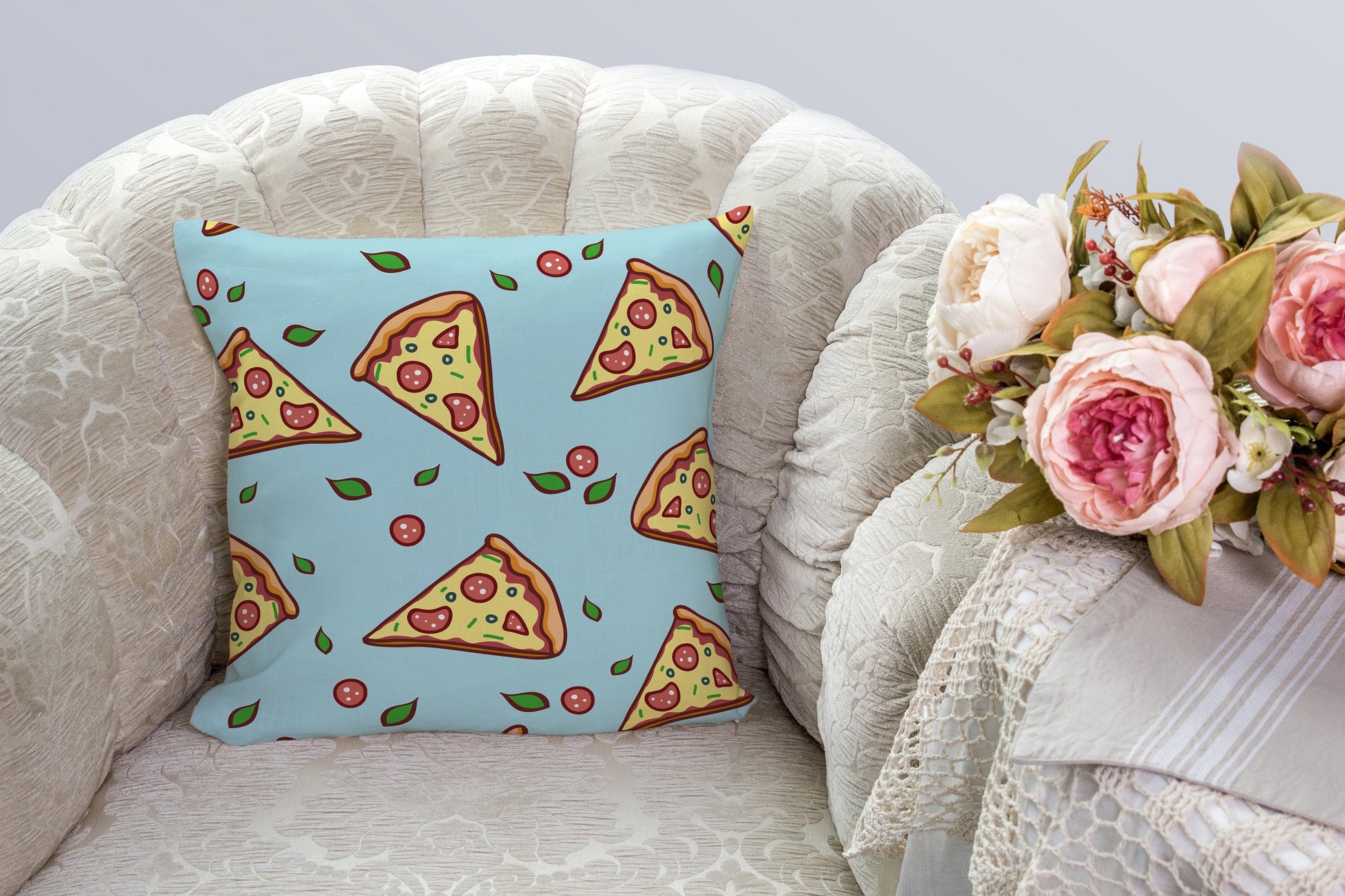 Gift Pack for Him Pizza Slippers and Pillow Case Pack Home Decor Graphic Pillow Cases Cushion Cover - supplyity