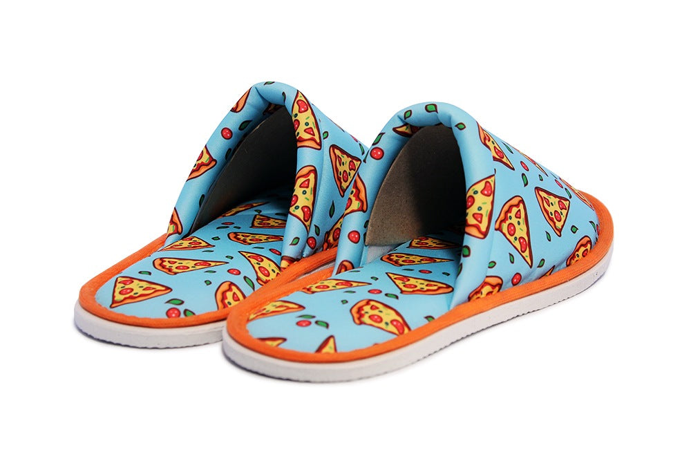 Chochili Men Trendy Pizza Slices Home Garage Kitchen Dorm Slippers and Mask Pack - supplyity