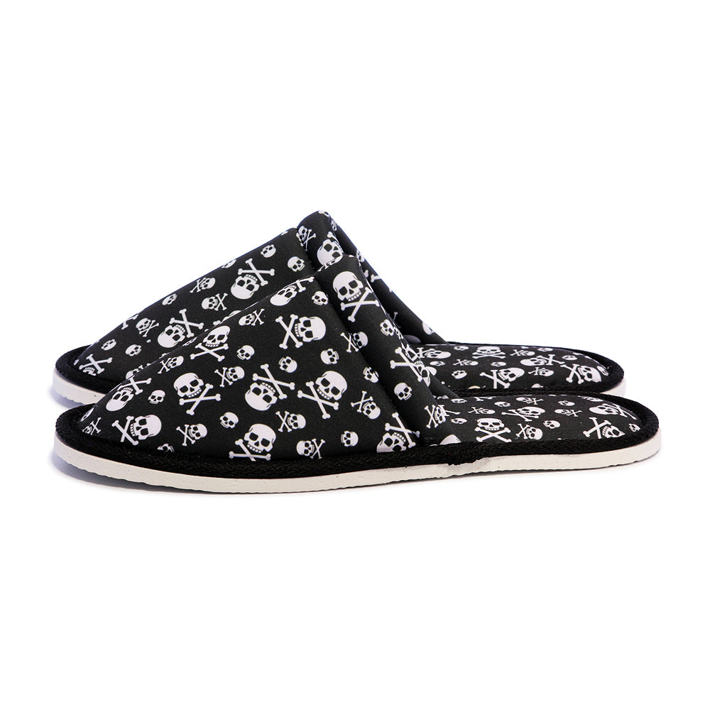 Chochili Men Danger Skull Home Slippers Black and White Lightweight Silent Walk Size 8 to 10 - supplyity