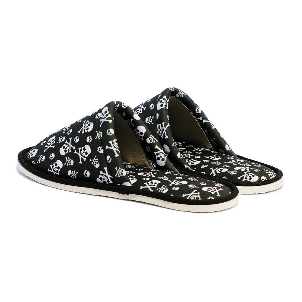Chochili Men Danger Skull Home Slippers Black and White Lightweight Silent Walk Size 8 to 10 - supplyity