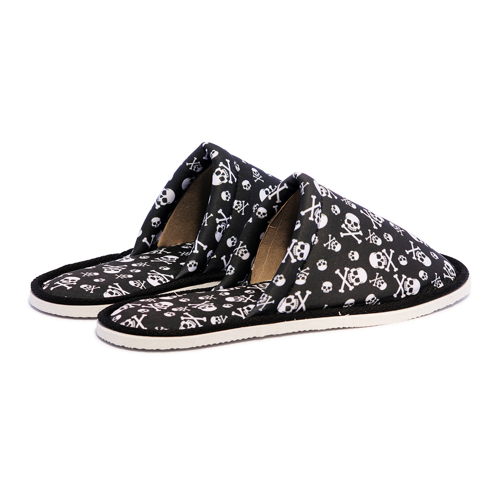 Chochili Men Danger Skull Home Slippers Black and White Lightweight Silent Walk Size 8 to 10 - supplyity