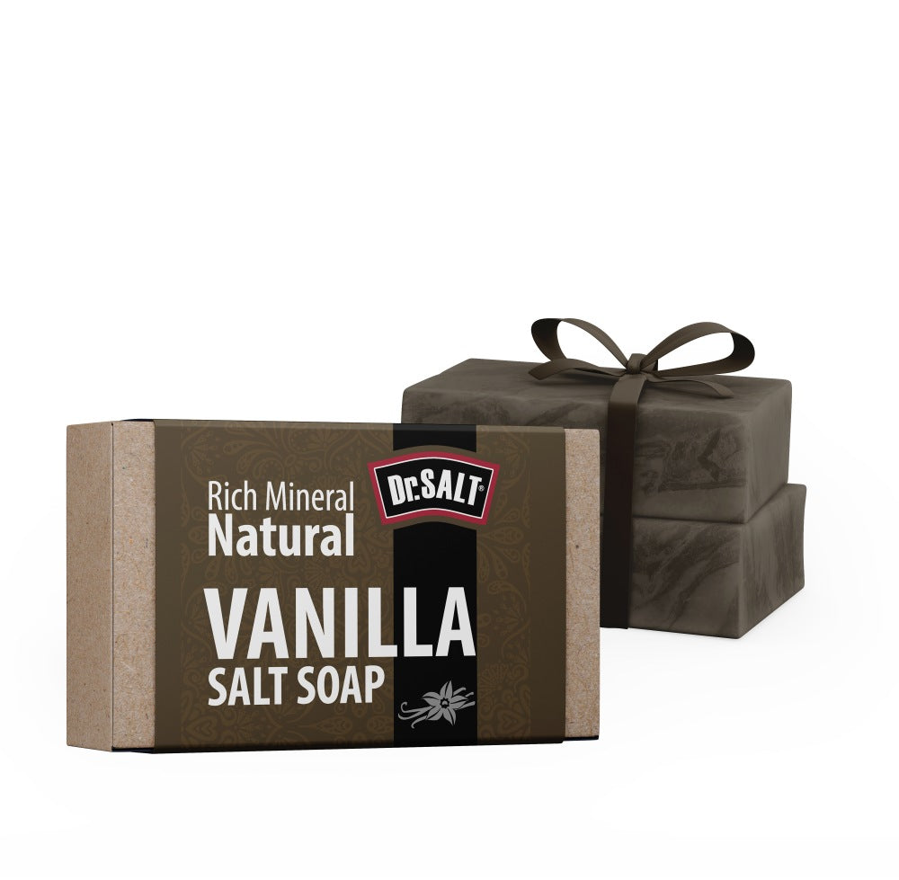 Dr.Salt Rich Mineral Natural Vanilla Salt Soap (2 Bars) Detoxifies, Soothes Skin, Reduce Irritation and Redness, Sleep Help - supplyity