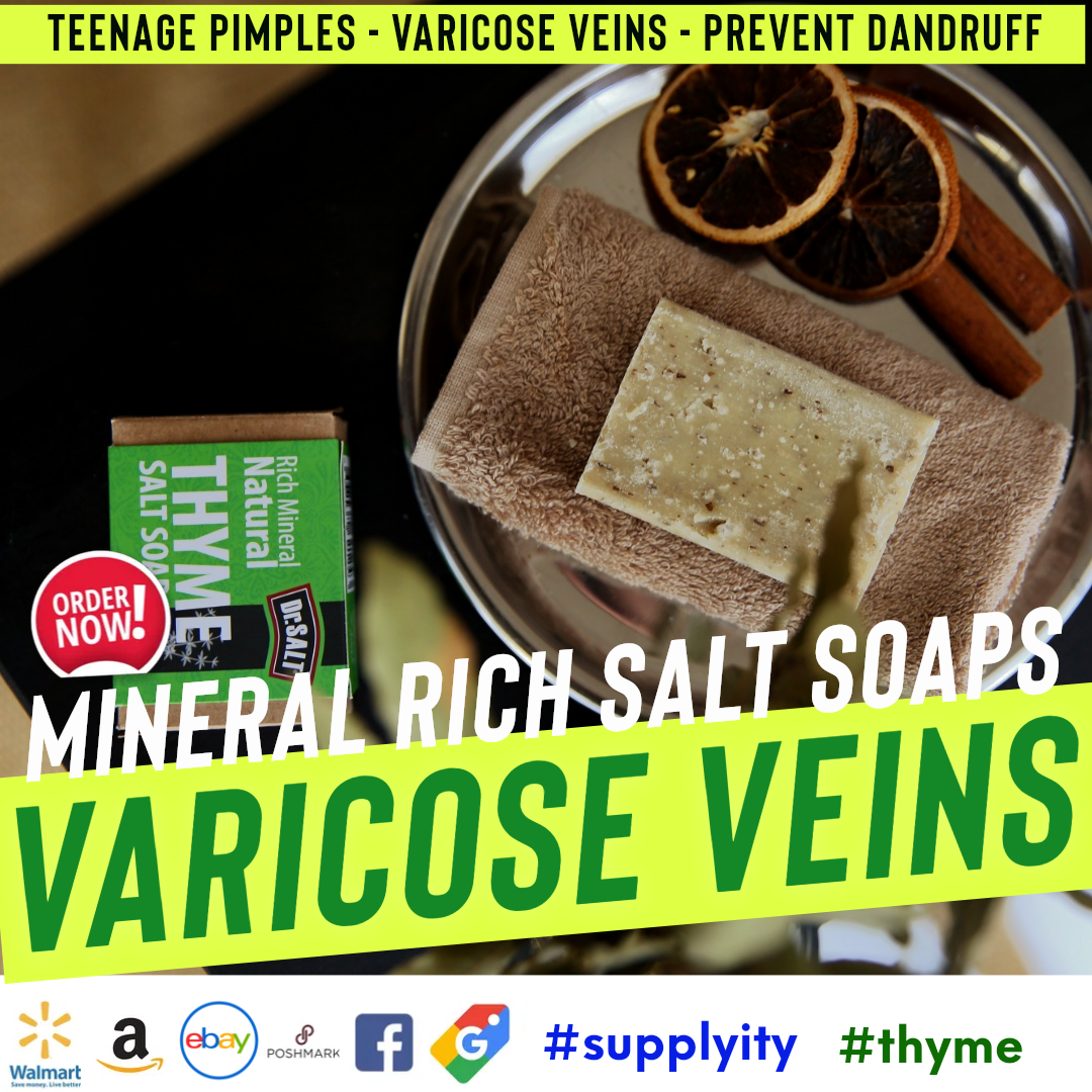 Dr Salt Rich Mineral Natural Thyme Salt Soap (2 Bars) Facial Rashes, Skin Problems, Varicose Vein Problems