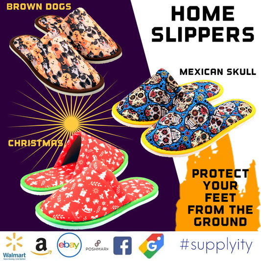 Festive Pups: Brown Dogs Christmas Slippers Shine