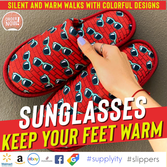Sunglasses-red-soft slippers: Soft Red Shades for Stylish Comfort