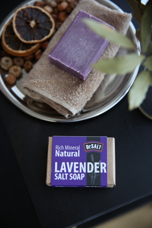 Dr.Salt Rich Mineral Natural Levander Salt Soap (2 Bars) Calming Effect, Regenerate Cells, Sleep Help, Reduce Depression
