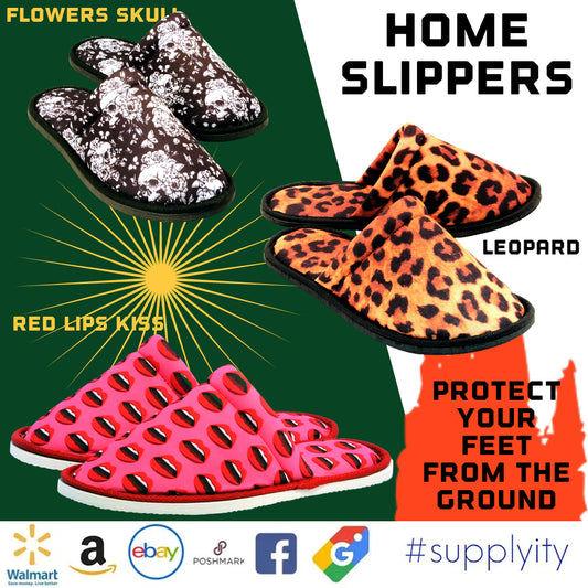 Floral Wild: Flowers Red Lips Leopard Slippers Bloom