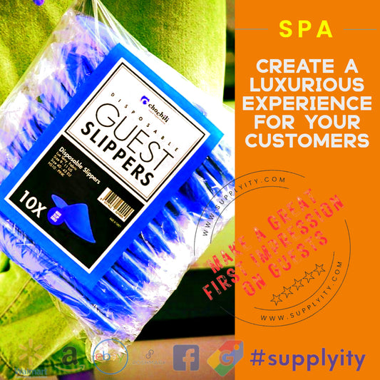 Unwind with Hotel Spa Blue-Pack Airbnb Chochili Disposable Slippers, offering ultimate #relaxation and #comfort for guests! Perfect for Airbnb or hotels, these slippers create a luxurious stay. Imagine guests slipping into these soothing blue wonders...