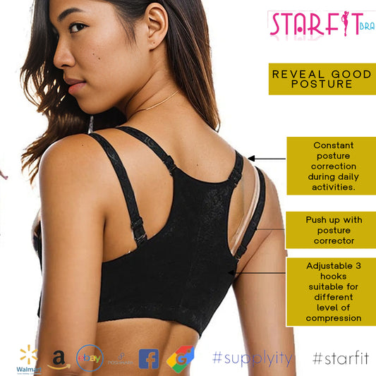Black Elegance: Starfit Bra Fixes Posture Pain-Free