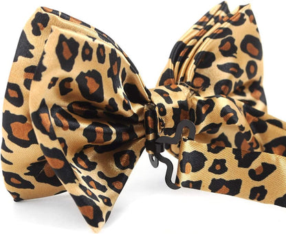 boxed-gifts Men's Cheetah Print Leopard Bowtie Polyester Pre-tied Color Yellow and Black