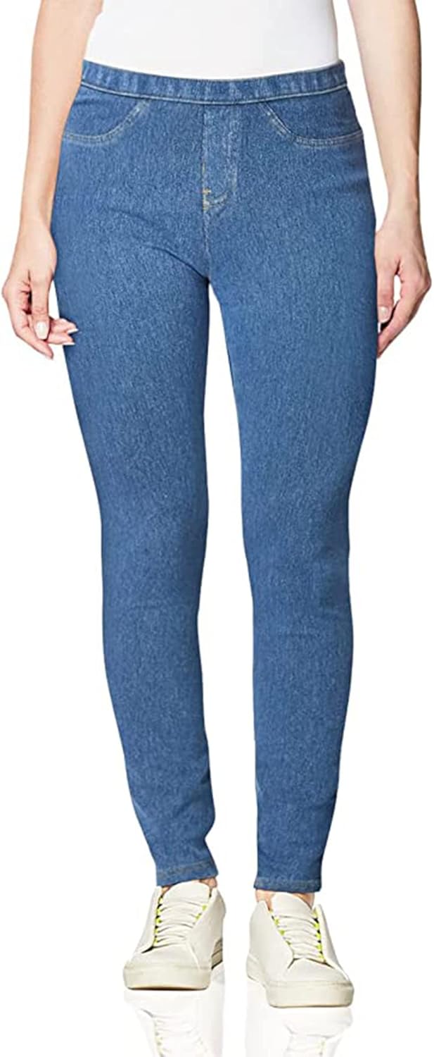 No Nonsense Classic Denim Leggings-Jeggings for Women with Real Back Pockets, High Waisted Stretch Jeans
