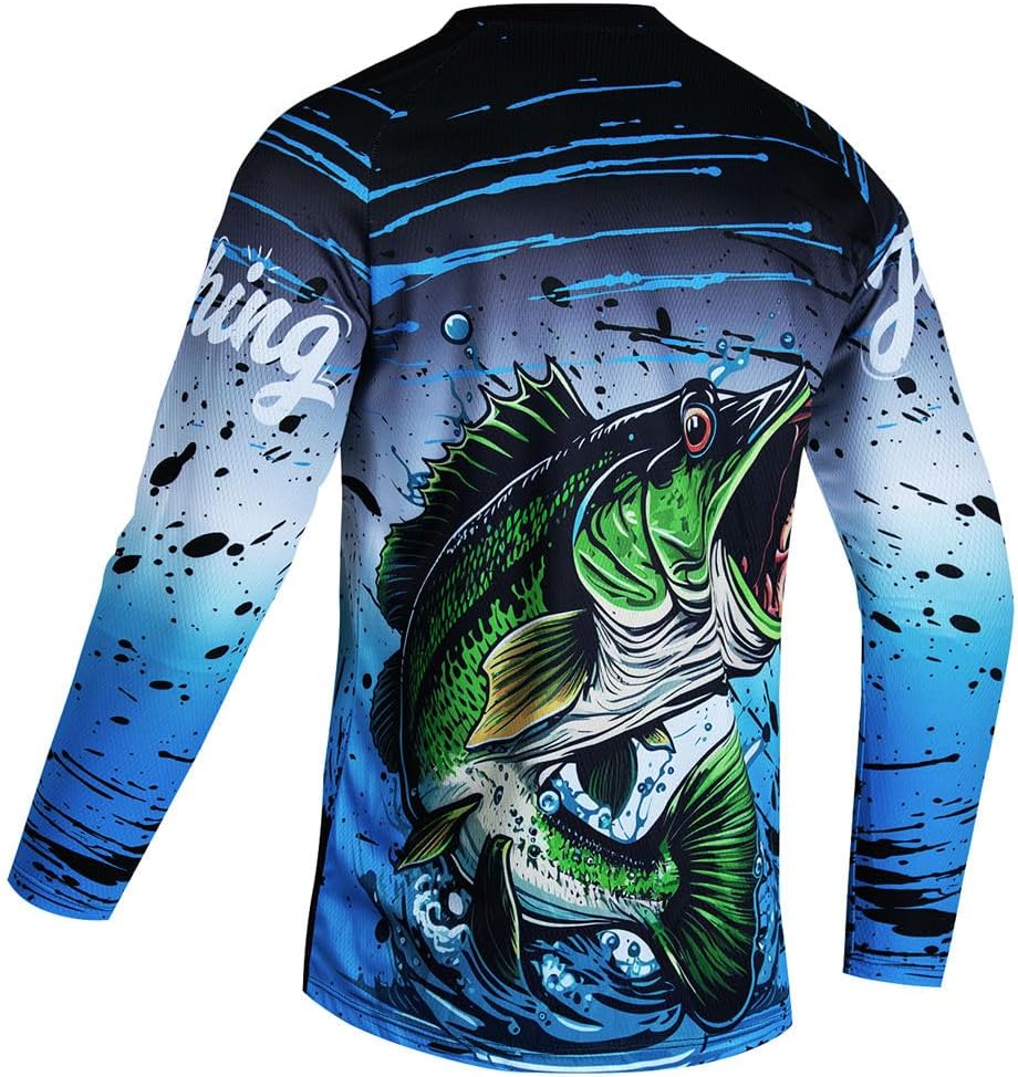 Mens Fishing Shirt Long Sleeve, Fishing Jerseys Fish Tshirts - Breathable, Cooling, Light-Weight
