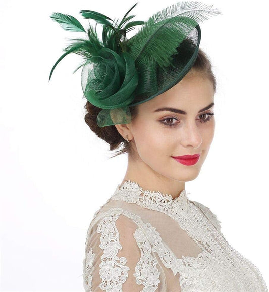 SAFERIN Women's Fascinators Feathers Tea Party Hat Veil Headband with Hair Clip for Cocktail Church