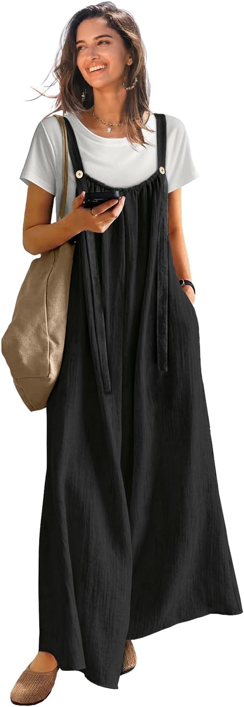YESNO Casual Wide Leg Jumpsuits for Women Boho Floral Pleated Overalls Rompers Summer Outfits with Pockets P0D