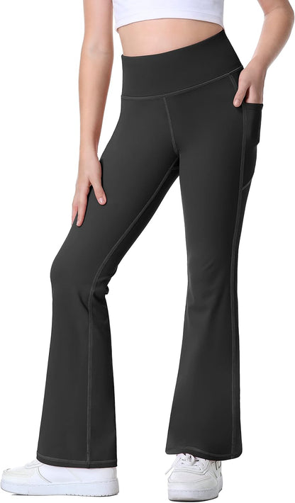 IUGA Girls Flare Leggings High Waist Cute Preppy Clothes for Girls Uniform Pants with Pockets Bell Bottom Pants