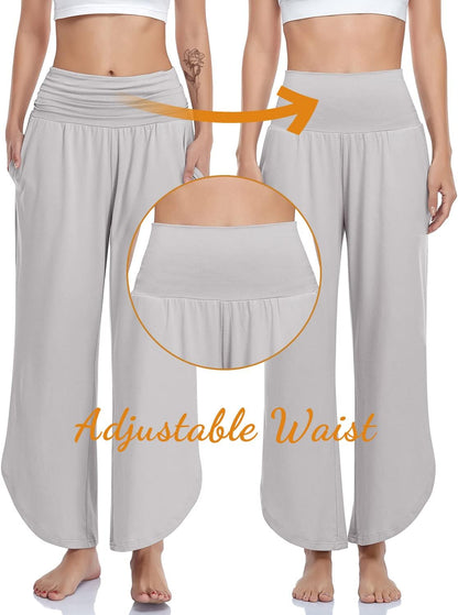 UEU Women's Wide Leg Yoga Pants High Waisted Comfy Dance Sweatpants Loose Casual Soft Lounge Joggers with Pockets