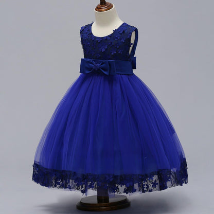 2-10T Big Little Girl Ball Gown Short Lace Flower Tulle Prom Dresses for Wedding Party Evening Dance