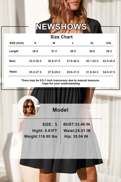 Newshows Women 2025 Summer Dress Square Neck Formal Short Sleeve Business Casual Outfits Ruffle Spring Pockets Sundress