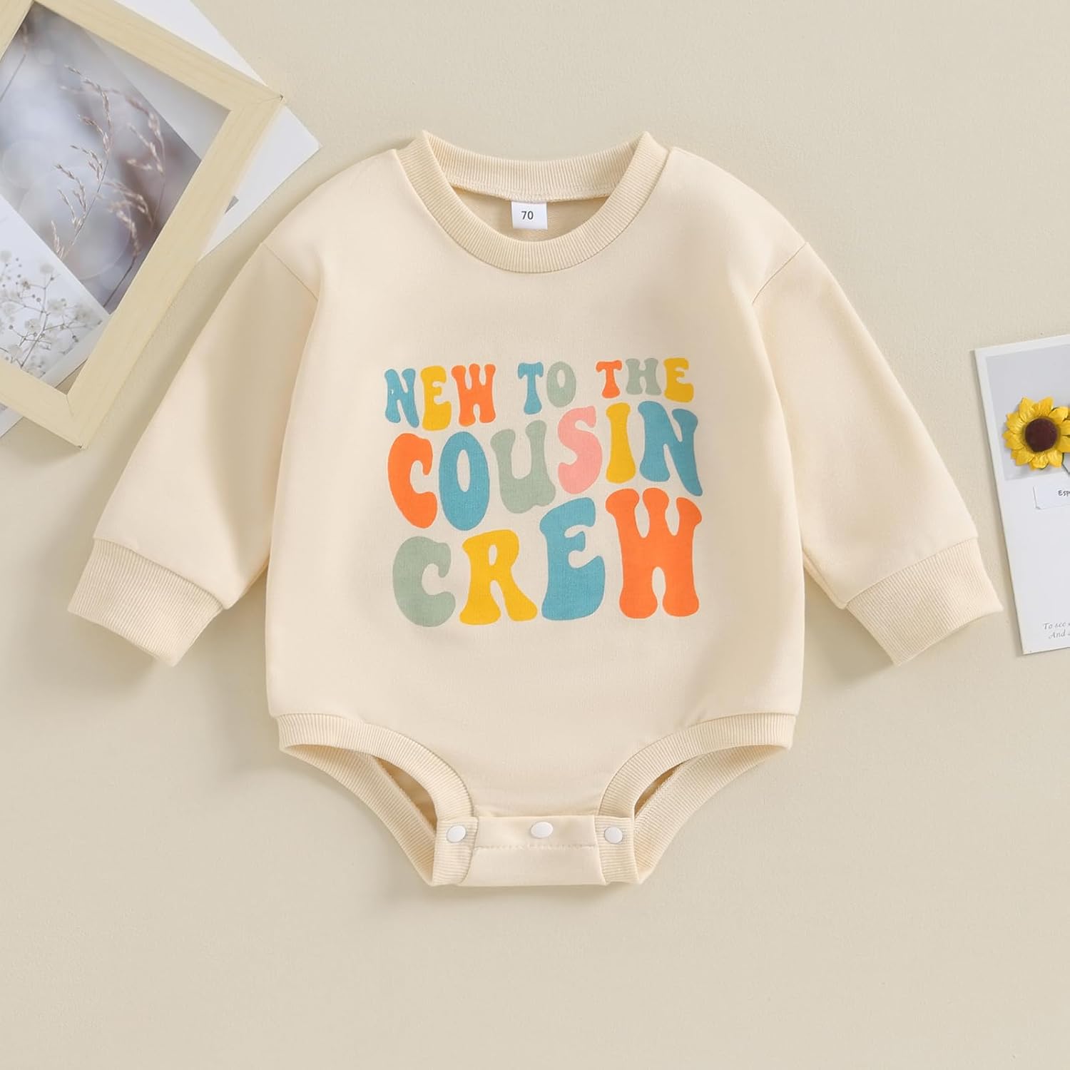 New to the Cousin Crew Baby Boy Girl Bubble Romper Sweatshirt Long Sleeve Oversized Bodysuit Fall Clothes
