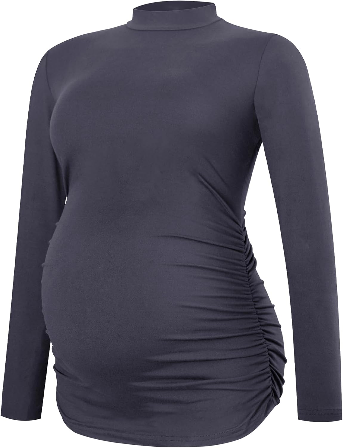 Smallshow Women's Maternity Shirts Crew Neck Long Sleeve Pregnancy Clothes Tops 3 Pack