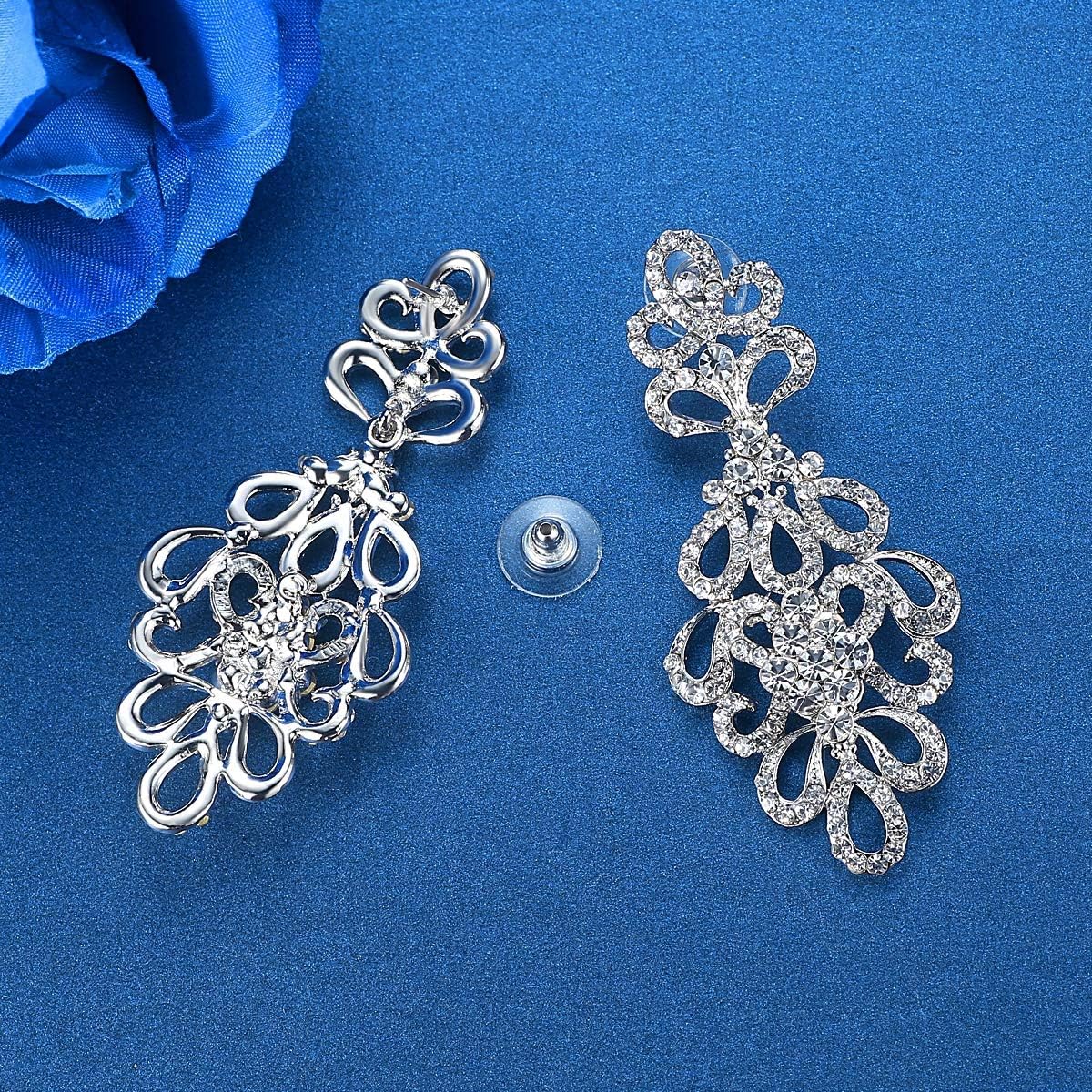 mecresh Wedding Teardrop Dangle Earrings Crystal Rhinestone Beaded Chandelier Earrings for Brides Gold