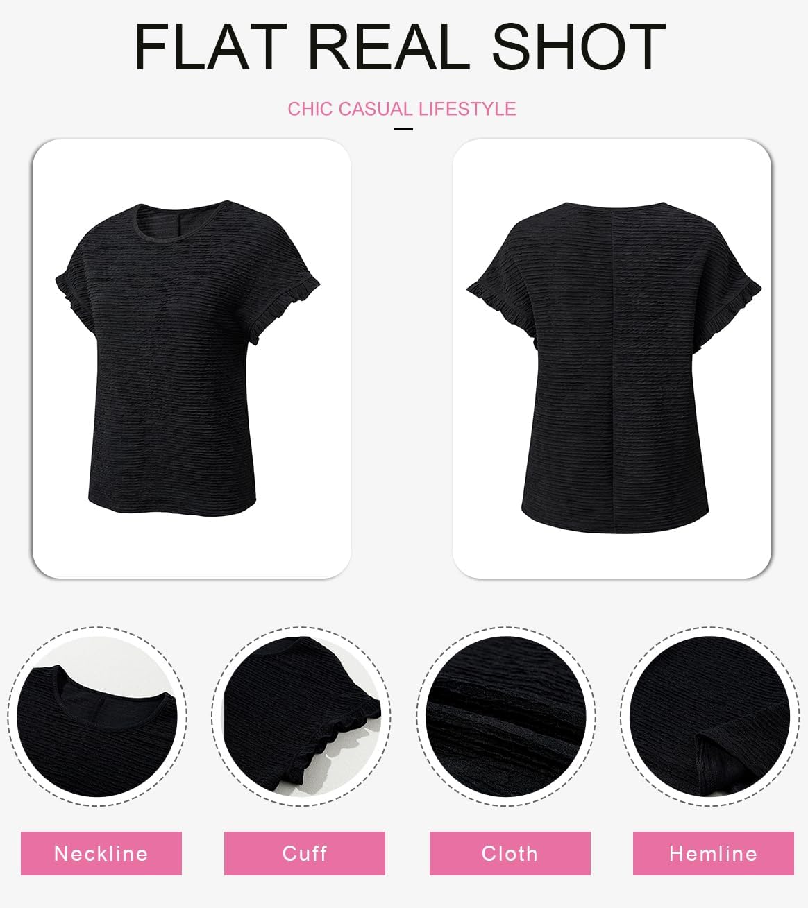SHEWIN Womens Summer Tops Crewneck Short Sleeve T Shirts Casual Textured Work Shirt Loose Blouses