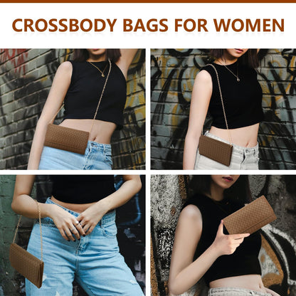 U+U Crossbody Bags for Women, Small Bag with Removable Chain, Card Slots & Phone Pocket - Lightweight Purse Wallet (8 Colors)