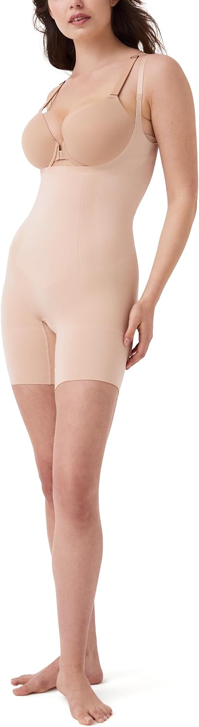 SPANXsculpt OnCore Open-Bust Mid-Thigh Bodysuit - Powerful Compression Body Shaper - Comfortable Shapewear - Adjustable Straps