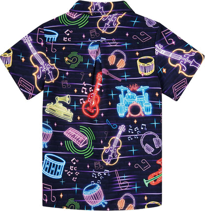 uideazone Boys Hawaiian Shirts Novelty Printed Funky Short Sleeve Button Down Shirt Kids Aloha Luau Shirt 7-14T