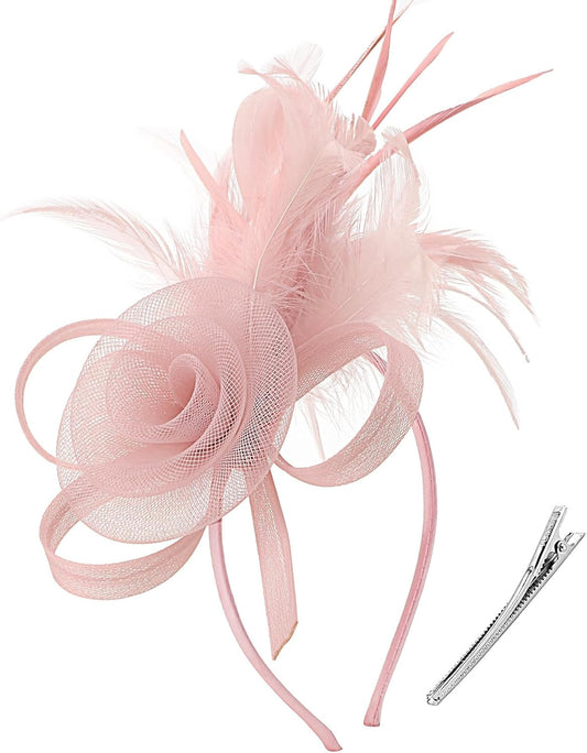 DRESHOW Fascinators Hats for Women Tea Party Fascinator Hats Vintage 50s Headwear Cocktail Wedding Church Derby Hat