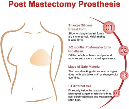 Triangle Silicone Breast Form Mastectomy Prosthesis Concave Bra Enhancer Inserts (1 Piece)