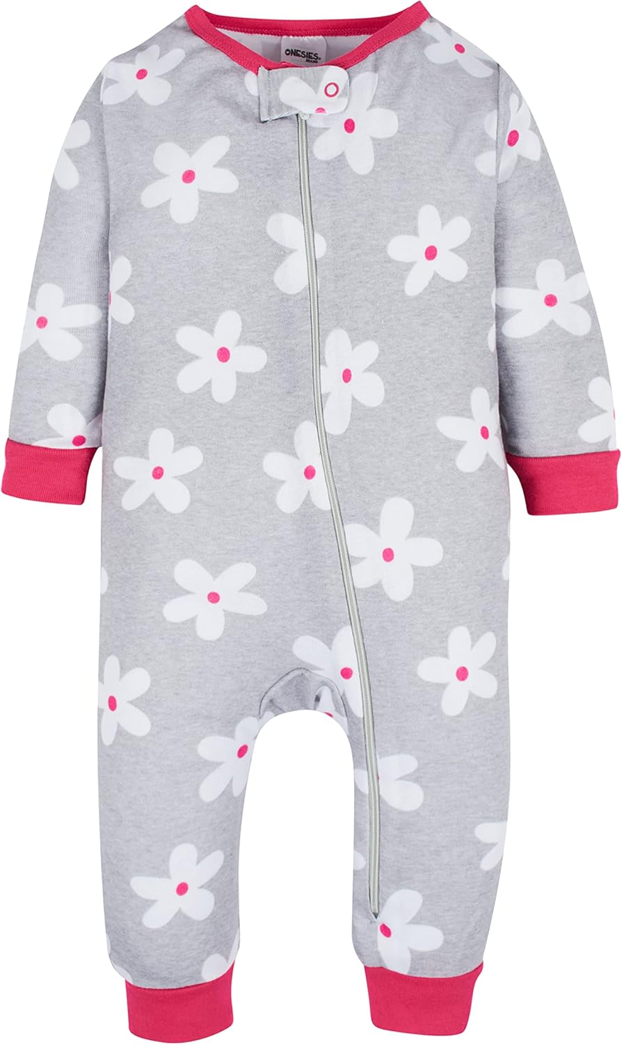 Onesies Brand Baby Girls' 3-Pack Snug Fit One-Piece Cotton Pajamas