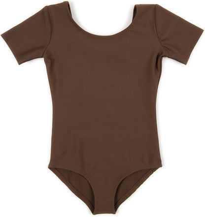 Leveret Girls Leotard Basic Short Sleeve Ballet Dance Leotard Kids & Toddler Shirt (Toddler-14 Years) Variety of Colors