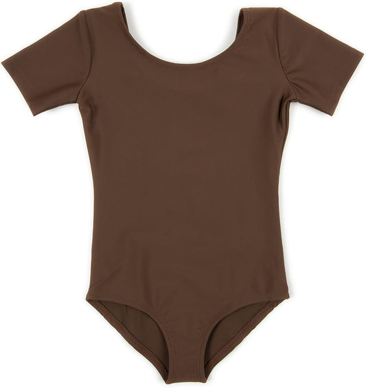 Leveret Girls Leotard Basic Short Sleeve Ballet Dance Leotard Kids & Toddler Shirt (Toddler-14 Years) Variety of Colors