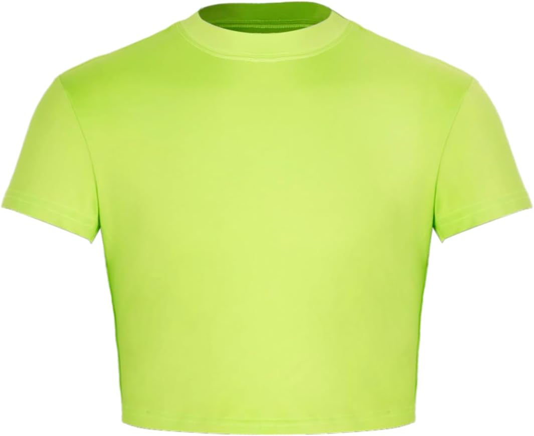 Milumia Men's Short Sleeve Crew Neck Slim Fit Basic Crop Top T Shirts Hot Shirts